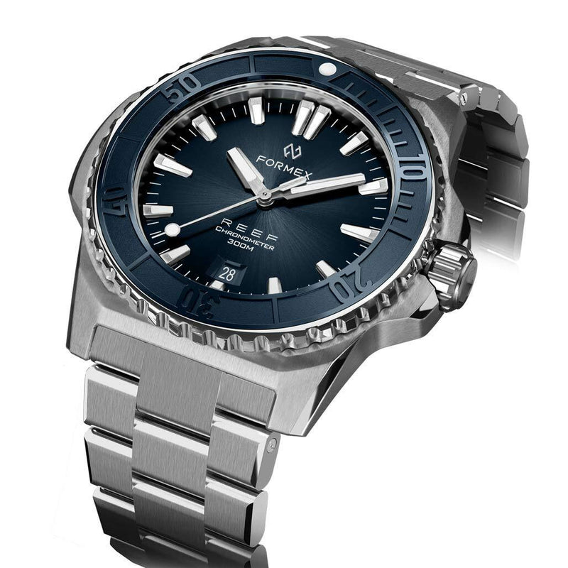 Formex REEF Swiss Automatic Chronometer Dive Watch with Sunburst Blue Dial #2200-1-6333-100