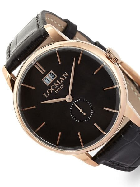 Locman 1960's Collection Big Date Quartz Dress Watch with 41mm Case #0252V09-RGBKRGPK