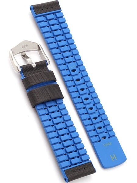 Hirsch ROBBY Sailcloth Effect Performance Watch Strap, Black and Blue #09180940-50
