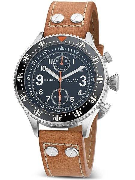 HEMEL Brabant Quartz Chronograph Watch with 60-Minute Stopwatch and AR Sapphire Crystal #HF5