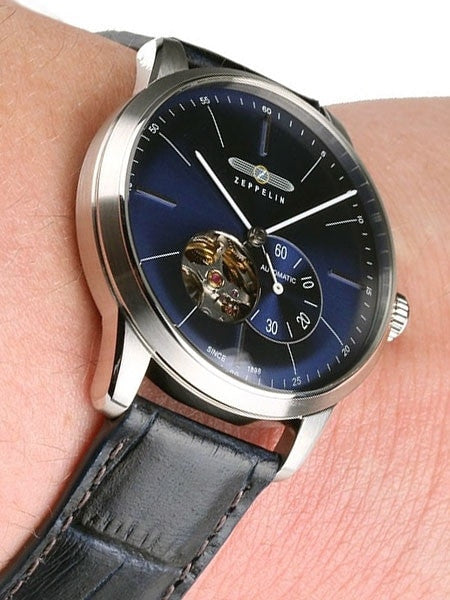 Graf Zeppelin Flatline Automatic Open-Heart Watch with Small Seconds #7364-3