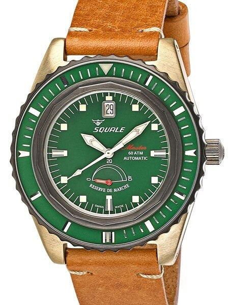 Squale Master Professional Swiss Automatic Dive watch with Bronze Case, Power Reserve #MSTR-Bronze-Green