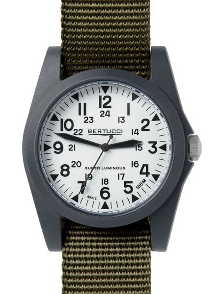Bertucci A-3P Sportsman Vintage Field Watch with a 42mm Black Case, Luminous Dial - 13356