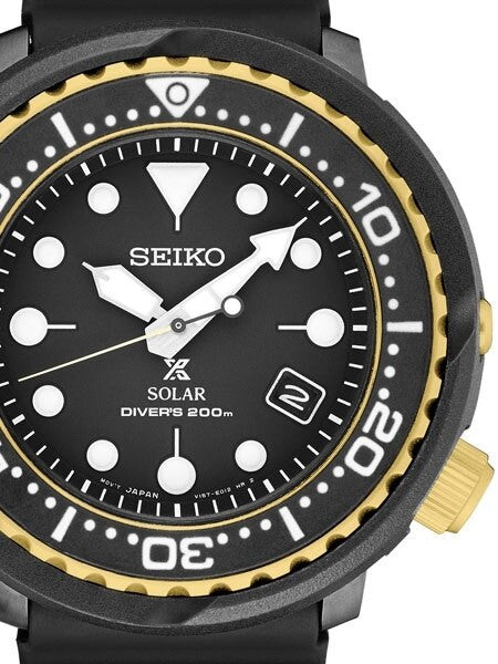 Seiko Prospex Solar Powered Black Dive Watch with Case Shroud