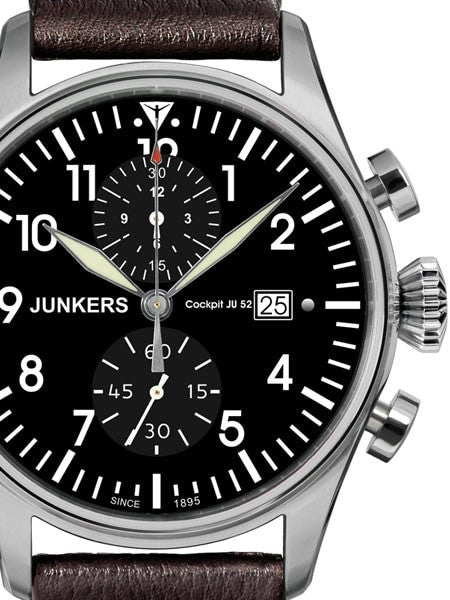 Junkers Cockpit JU52 Quartz Chronograph Watch, Sapphire Crystal #6178-2