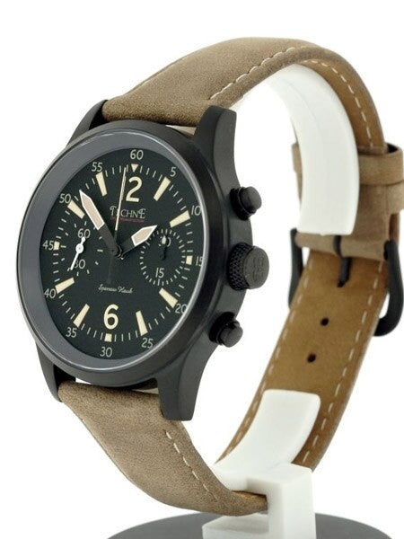 Techne Black PVD SparrowHawk Hand Wind Pilot Chronograph with 30-minute Stopwatch #373.162