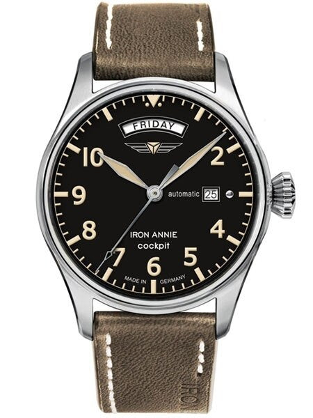 Iron Annie 42mm Cockpit Automatic Watch with Day and Date #5164-2