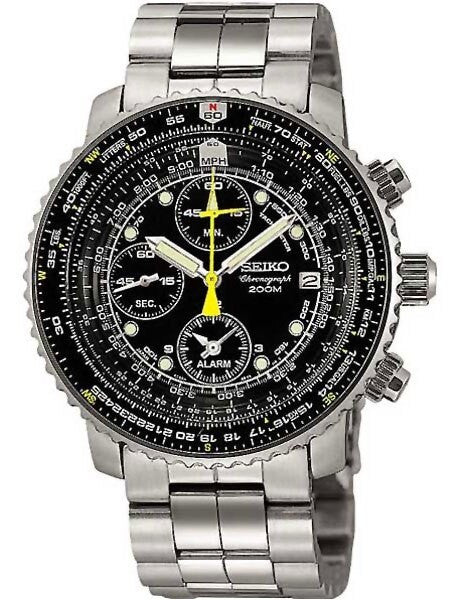 Seiko SNA411 SNA411P SNA411P1 Quartz Flight Chronograph Watch with