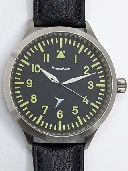 Messerschmitt Triple-X Fliegeruhr Watch with Black Leather Strap #ME-65AQ