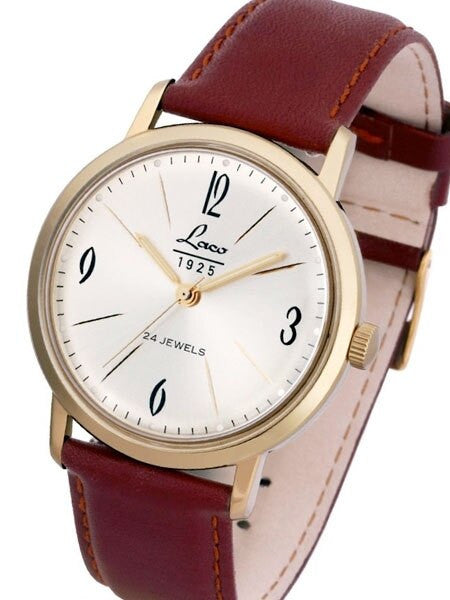 Laco Vintage Automatic Goldtone Watch with Domed Acrylic Crystal #861779