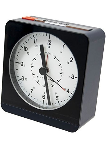 Marathon Alarm Clock with White Dial, Silent Movement, and Auto-Sensing Night Light #CL030053BL