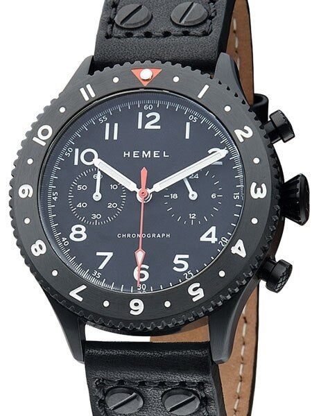 HEMEL Night Ops Quartz Chronograph Watch with GMT Bezel and Sapphire Crystal #HFNO4