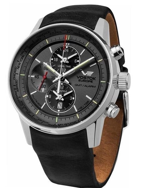 Vostok-Europe Gaz-Limo World-Time GMT Watch with Alarm #565A291