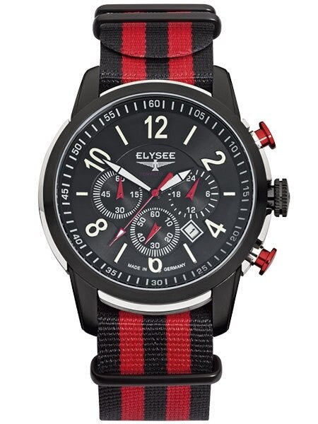 Elysee 45mm The Race I Quartz Chronograph Watch with 60-minute Stopwatch and Sapphire Crystal #80524