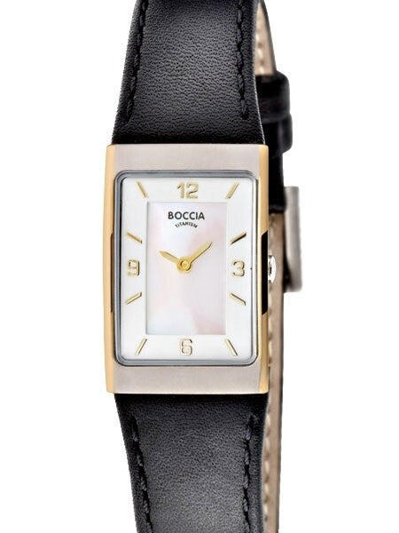 Boccia Ladies Quartz Watch with Two-Tone Titanium Case and Leather Band #3186-03