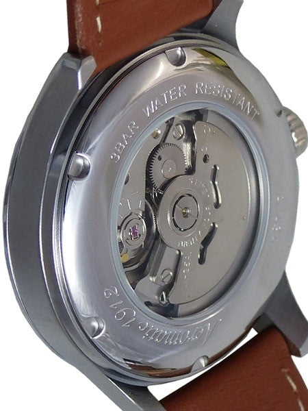 Aeromatic 1912 Retro Styled 24-Jewel Automatic Watch with Brown Leather Strap #A1435B