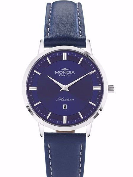 Mondia Women's Madison Quartz Dress Watch with Matching Leather Strap #MI-771-SS-04BLBL-CP