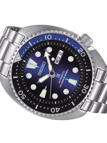Seiko Turtle Prospex Automatic Dive Watch with Radiant Blue Dial and Stainless Steel Bracelet #SRPC25J1