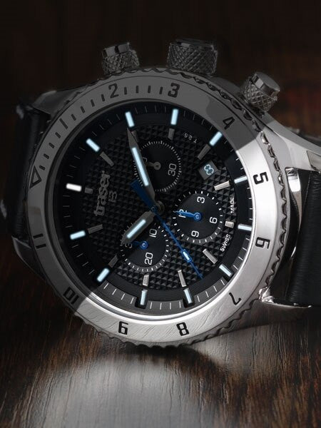 Sample Sale - Traser Master Prestige Chronograph Watch with Sapphire Crystal, 12-Hour Totalizer  #105880