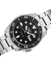 Seiko 5 Sports 24-Jewel Automatic Watch with Black Dial and SS Bracelet #SRPD55