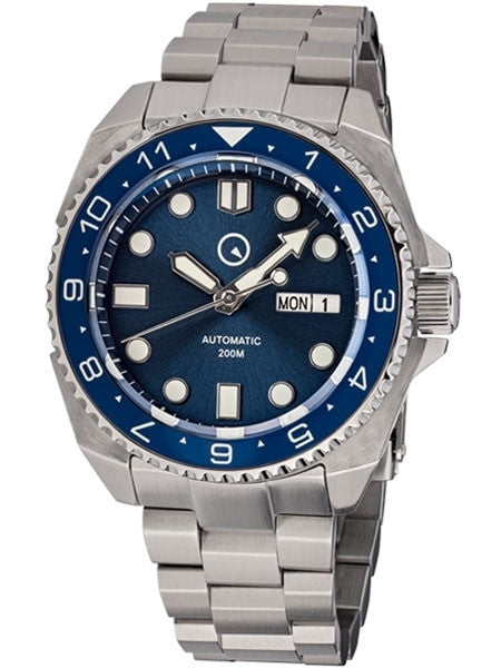 Islander Blue Automatic Dive Watch with AR Double-Dome Sapphire Crystal, and Luminous Dual-Time Ceramic Bezel Insert #ISL-27