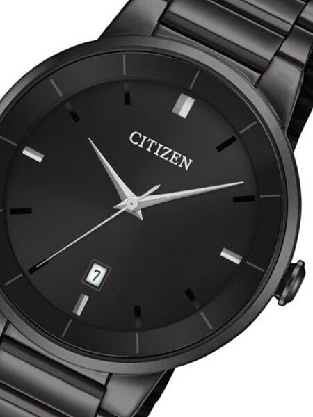 Citizen Quartz Black Ion, Thin Dress Watch with Matching Bracelet #BI5017-50E