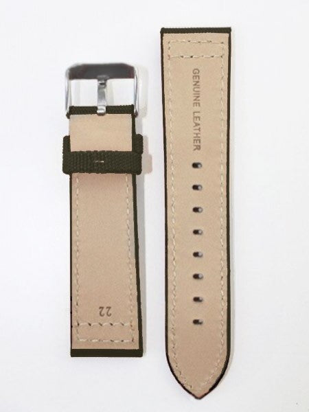 Toscana Army Green Canvas with Leather Backing Watch Strap #INS-CAN70