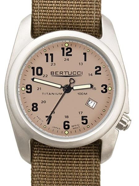 Bertucci A-2T Brown Dial Titanium Watch with Dark Kaki Nylon Strap #12701