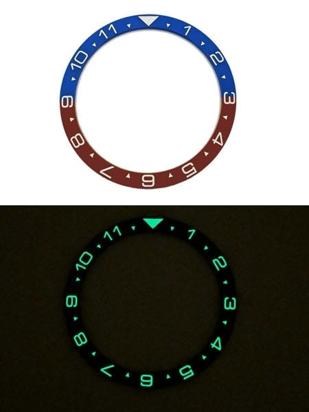 "Pepsi" (Dual-Time) Ceramic Luminous Bezel Insert for Seiko SKX007, SKX009, SKX011 #C15
