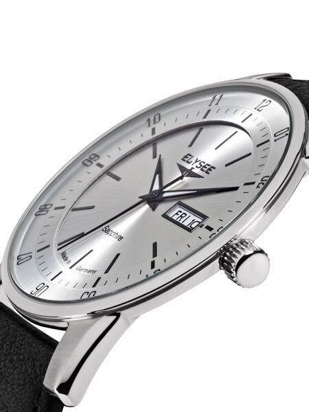 Elysee Thin 42mm Quartz Dress Watch with Sapphire Crystal and Day-Date Window #86000