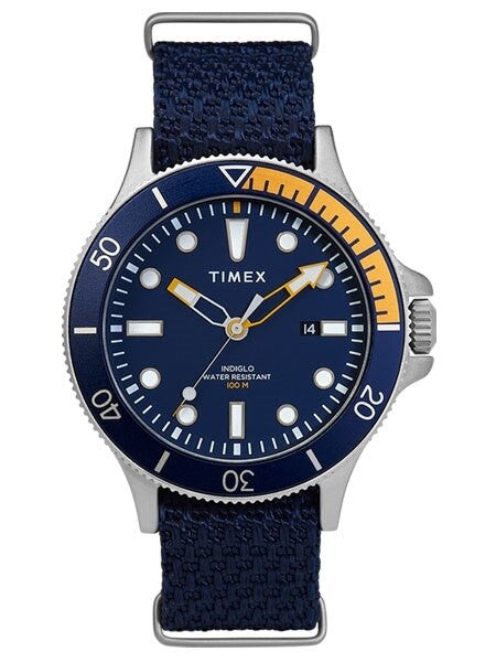 Timex 43mm Allied Coastline Quartz Watch with Blue Dial and INDIGLO Night-Light #TW2T30400VQ