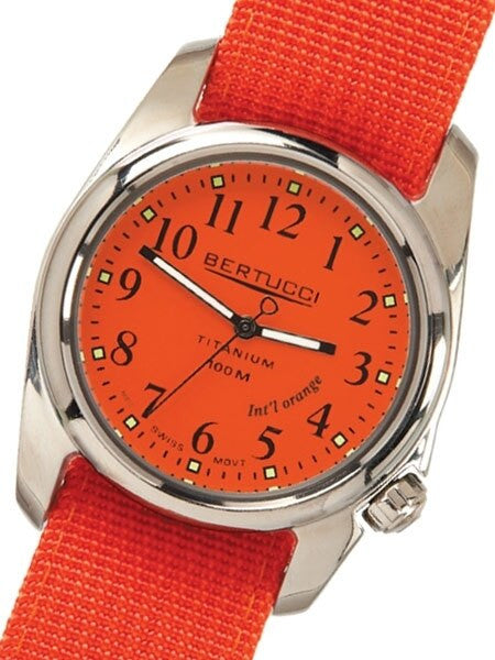 Bertucci A-2T International Orange Watch with Polished Titanium Case #12063