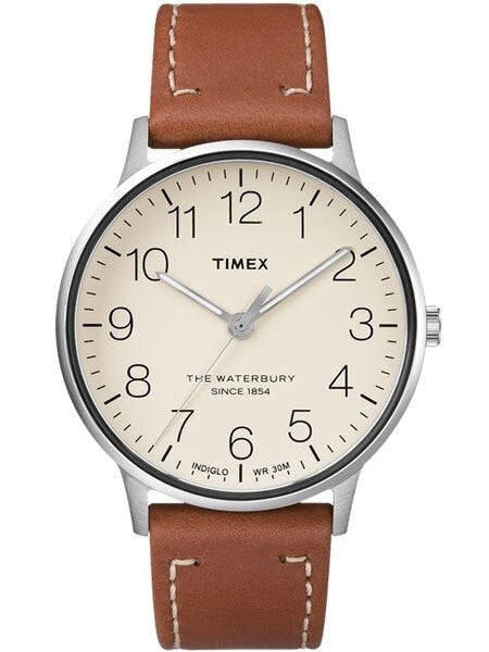 Timex 40mm Waterbury Quartz Watch with Cream Dial and INDIGLO Night-Light #TW2R25600ZA