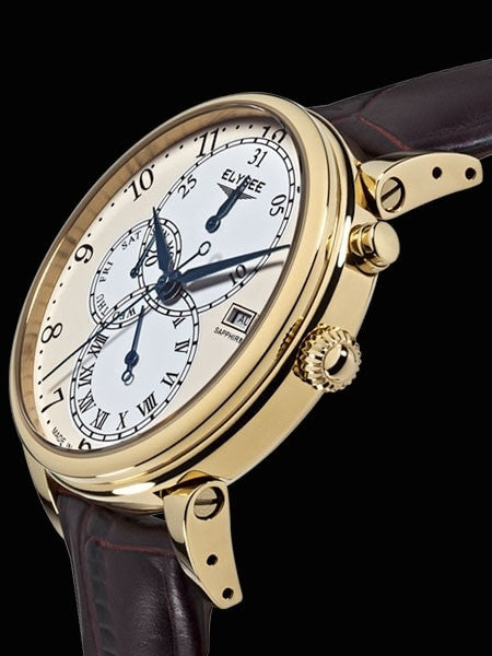 Elysee 42mm Daidalos Quartz Dress Watch with Calendar and 24-Hr Sub-Dial #80515