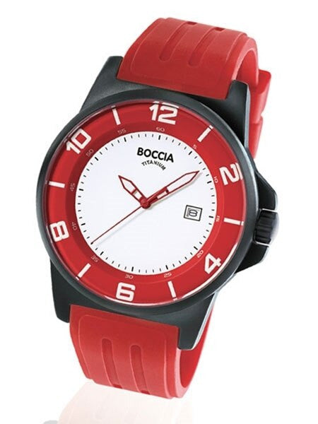 Boccia Mens Black Dial Quartz Sport Watch with 45mm Black Titanium Case and Rubber Strap #3535-55