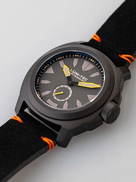 Lum-Tec Phantom 44mm Watch with Titanium Carbide Black PVD Case, AR Sapphire Crystal #M86