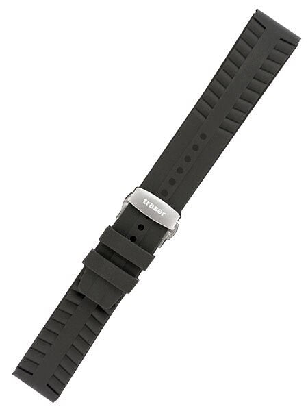 Traser OEM (22mm) Signature Silicone Rubber Watch Strap with Signed Clasp #traser45