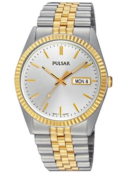 Pulsar Two-Tone Quartz Watch with 37mm Case, Silver Dial #PXF304