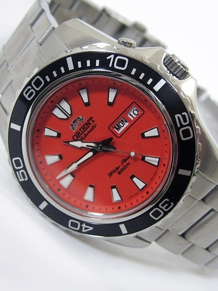 Orient Orange Dial Mako XL Automatic Dive Watch on a Bracelet #EM75001M