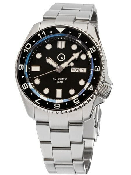 Scratch and Dent- Islander Automatic Dive Watch with AR Sapphire Crystal, Dual-Time Luminous Ceramic Bezel #ISL-01