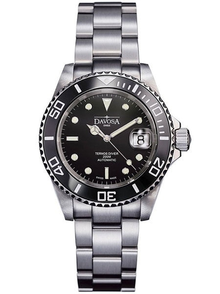 Davosa Ternos Swiss Automatic 200 Meter Dive Watch with Black Dial #16155550