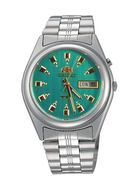 Orient Automatic Watch with Green Dial, Day-Date and SS Bracelet #EM6Q00EN