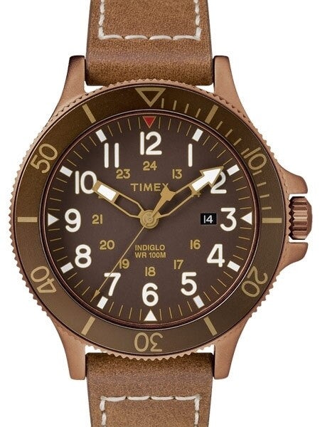 Timex 43mm Allied Coastline Quartz Watch with Brown Dial and