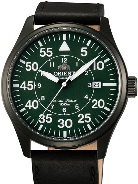 Scratch and Dent - Orient 21-Jewel Automatic Aviator Flight Watch with Black Leather Strap #ER2A002F
