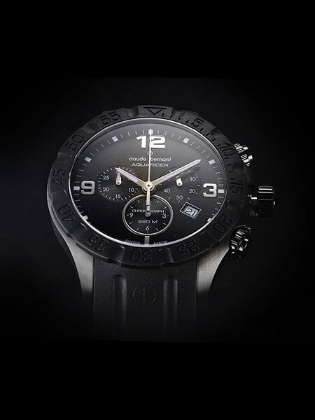 Claude Bernard Aquarider Black PVD Case Chronograph Dive Watch #10201-37N-NIN