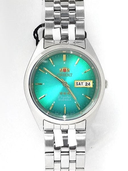 Orient Automatic Watch with Green Dial, Day-Date and SS Bracelet #AB0000AF