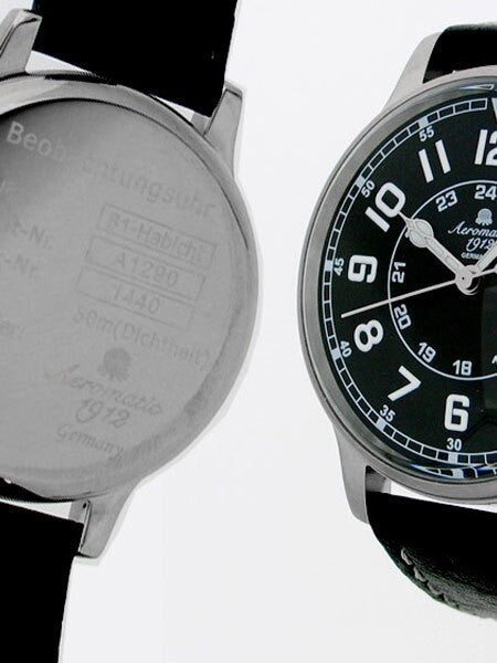 Aeromatic 1912 Quartz Aviator's Big Date Watch with Retro Crown Retention Spring #A1290
