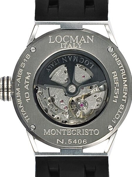 Locman Montecristo 100 Meter Automatic Watch with 44mm Stainless Steel and Titanium Case #511BKRDBK