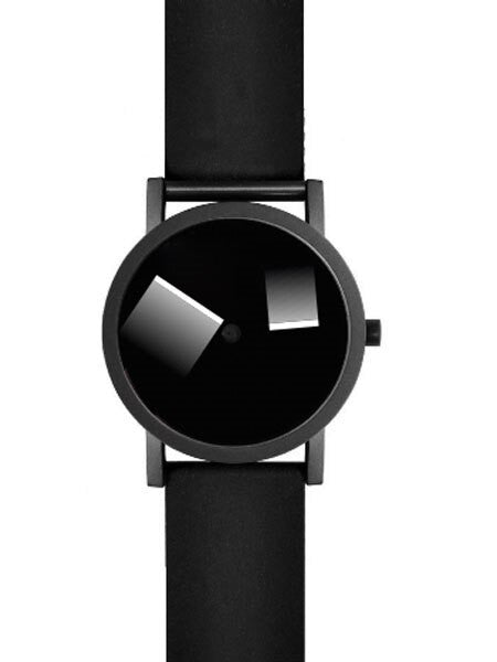 SCRATCH AND DENT - Projects 33mm Black Deja Vu Quartz Watch with Matching Rubber Strap #7287W