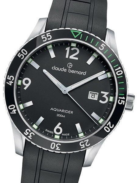 Claude Bernard Aquarider Black Dial, 200 Meter Dive Watch #53008-3NVCA-NV